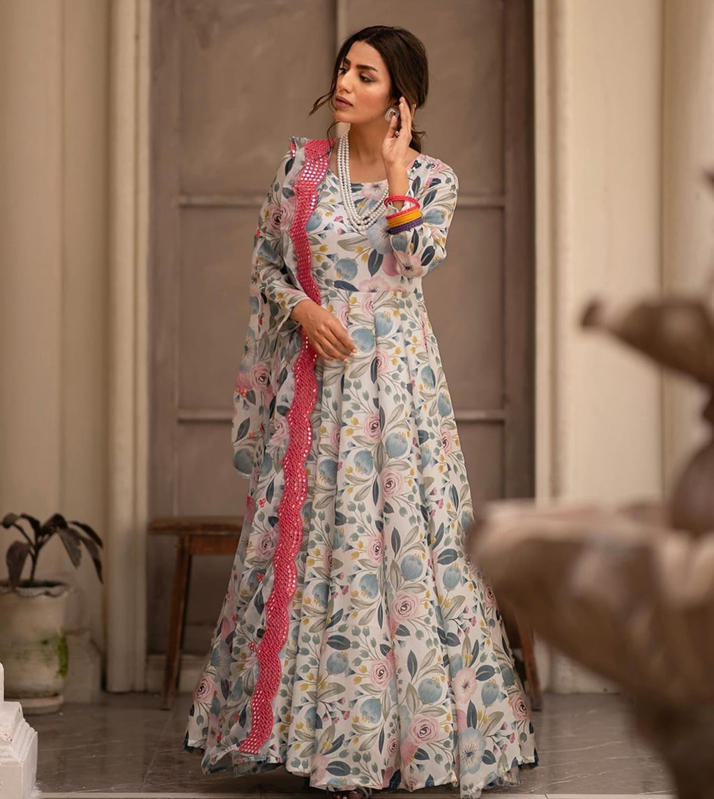 Eloriya Heena's Printed Desiner Suit Set - M [38] | Eloriya India