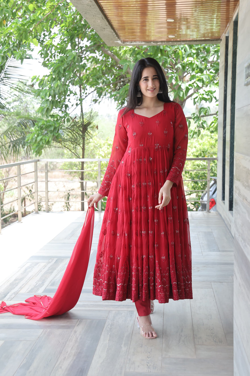 Eloriya Maroon Premium Quality Anarkali Suit Set - M [38] | Eloriya India