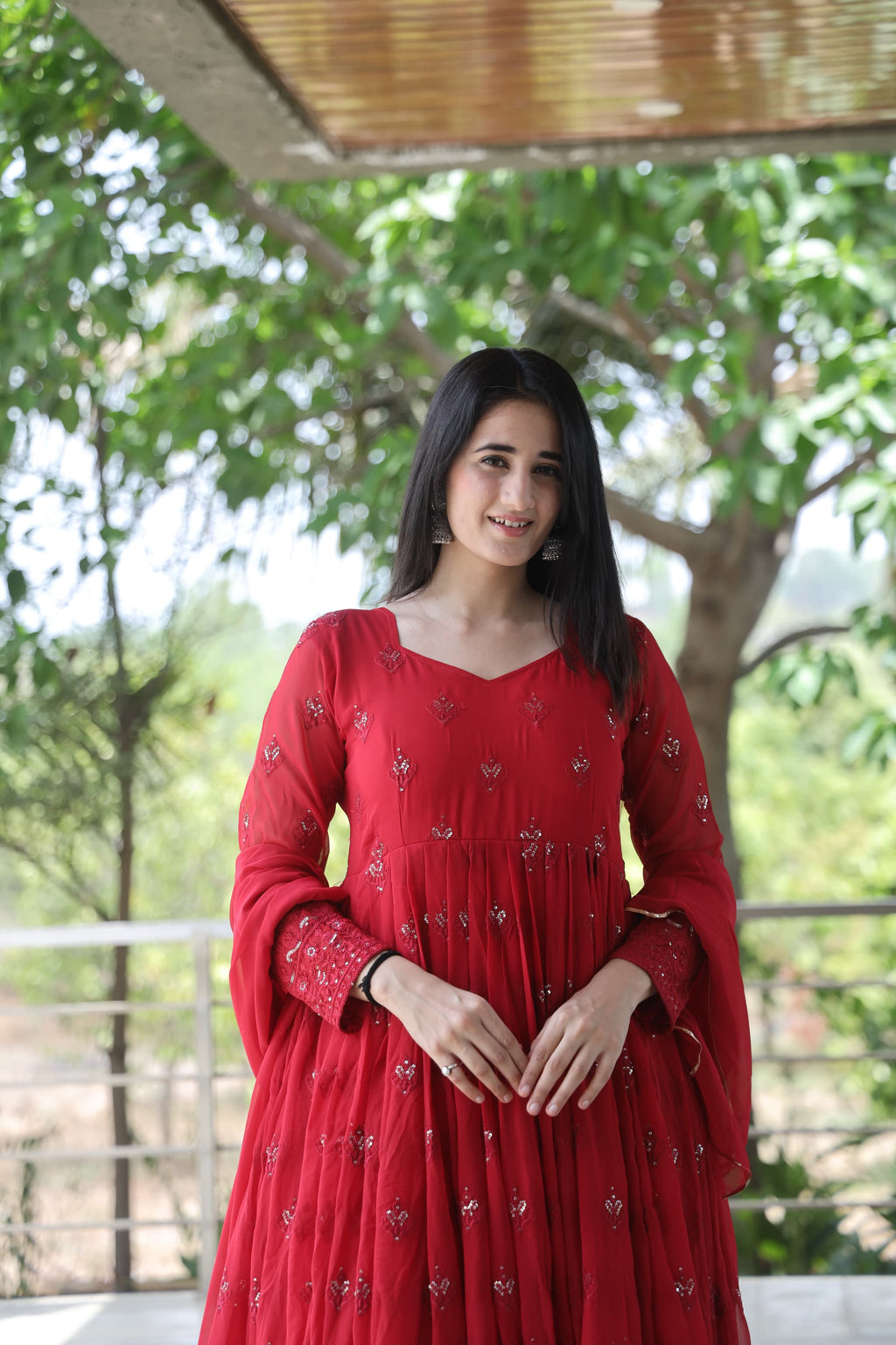 Eloriya Maroon Premium Quality Anarkali Suit Set - L [40] | Eloriya India