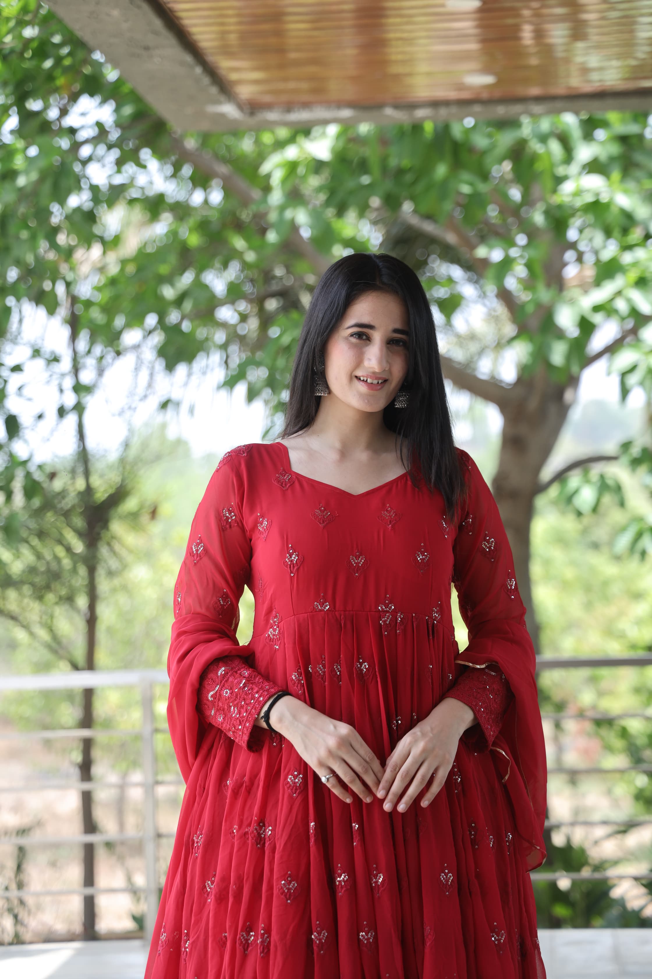 Eloriya Maroon Premium Quality Anarkali Suit Set - L [40] | Eloriya India