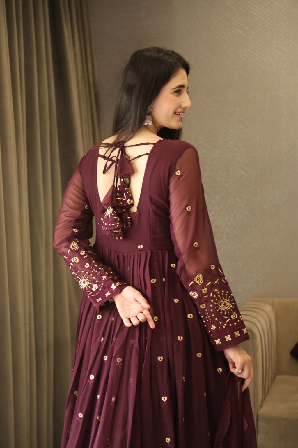 Eloriya Vibhuti's Wine Coloured Anarkali Suit Set - 06 | Eloriya India