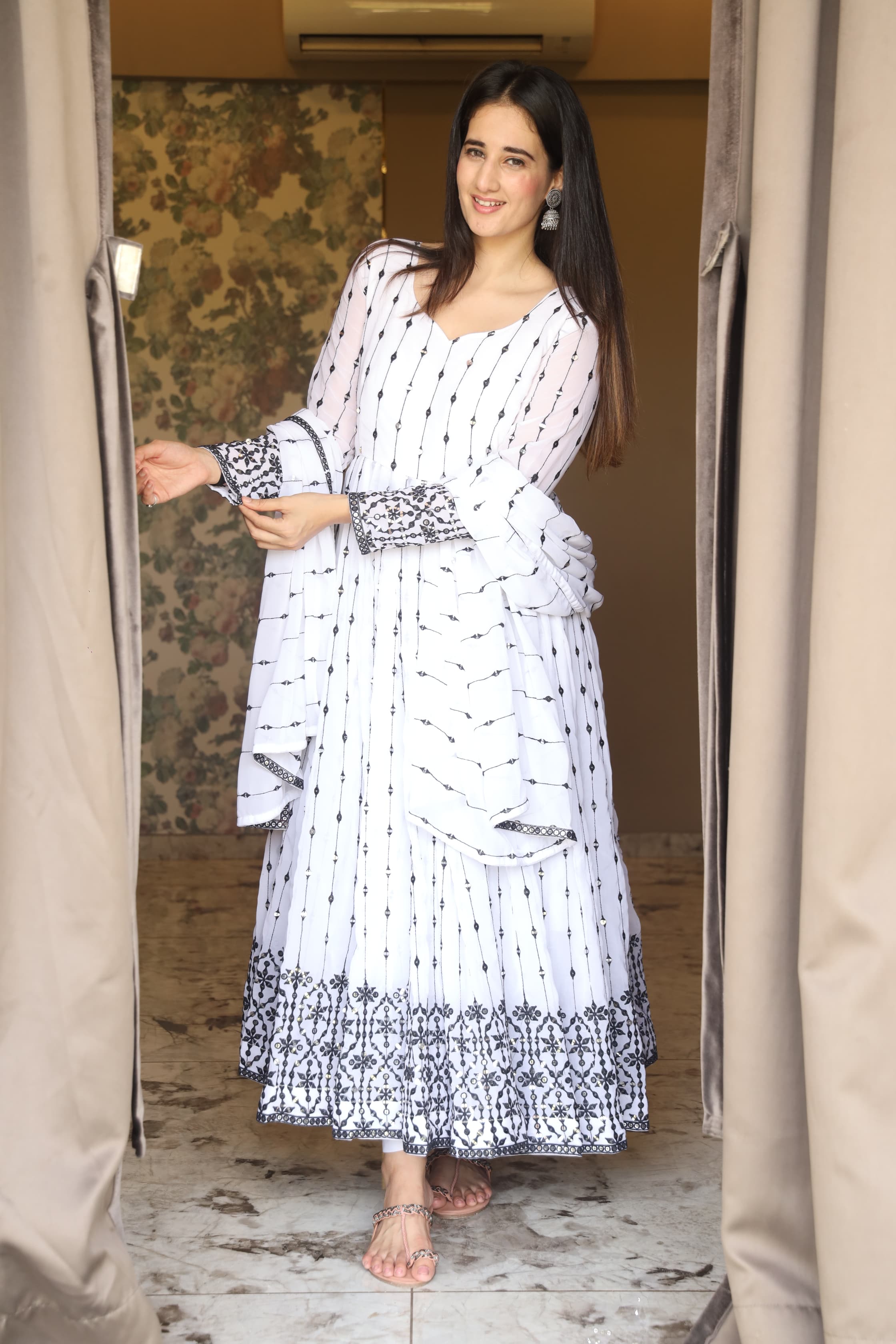 Eloriya Aditi's White Anarkali Suit Set - XL [42] | Eloriya India