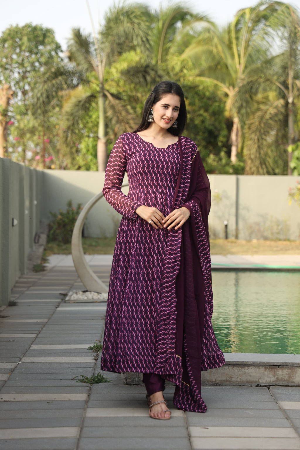 Eloriya Dharani's Wine Coloured Anarkali Suit - 2XL [44] | Eloriya India