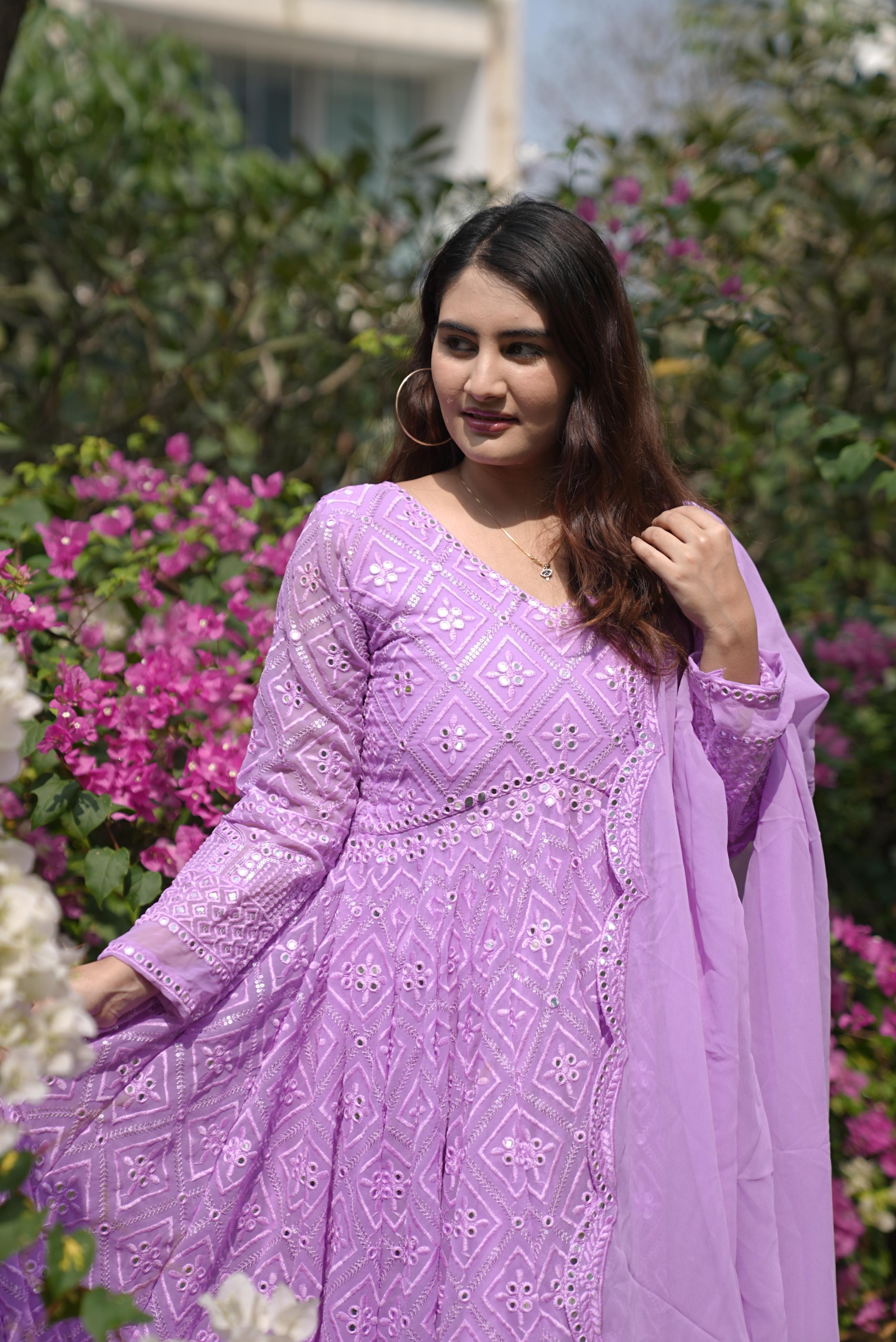 Eloriya Vedika's Purple Coloured Premium Quality Anarkali Suit Set - S [36] | Eloriya India