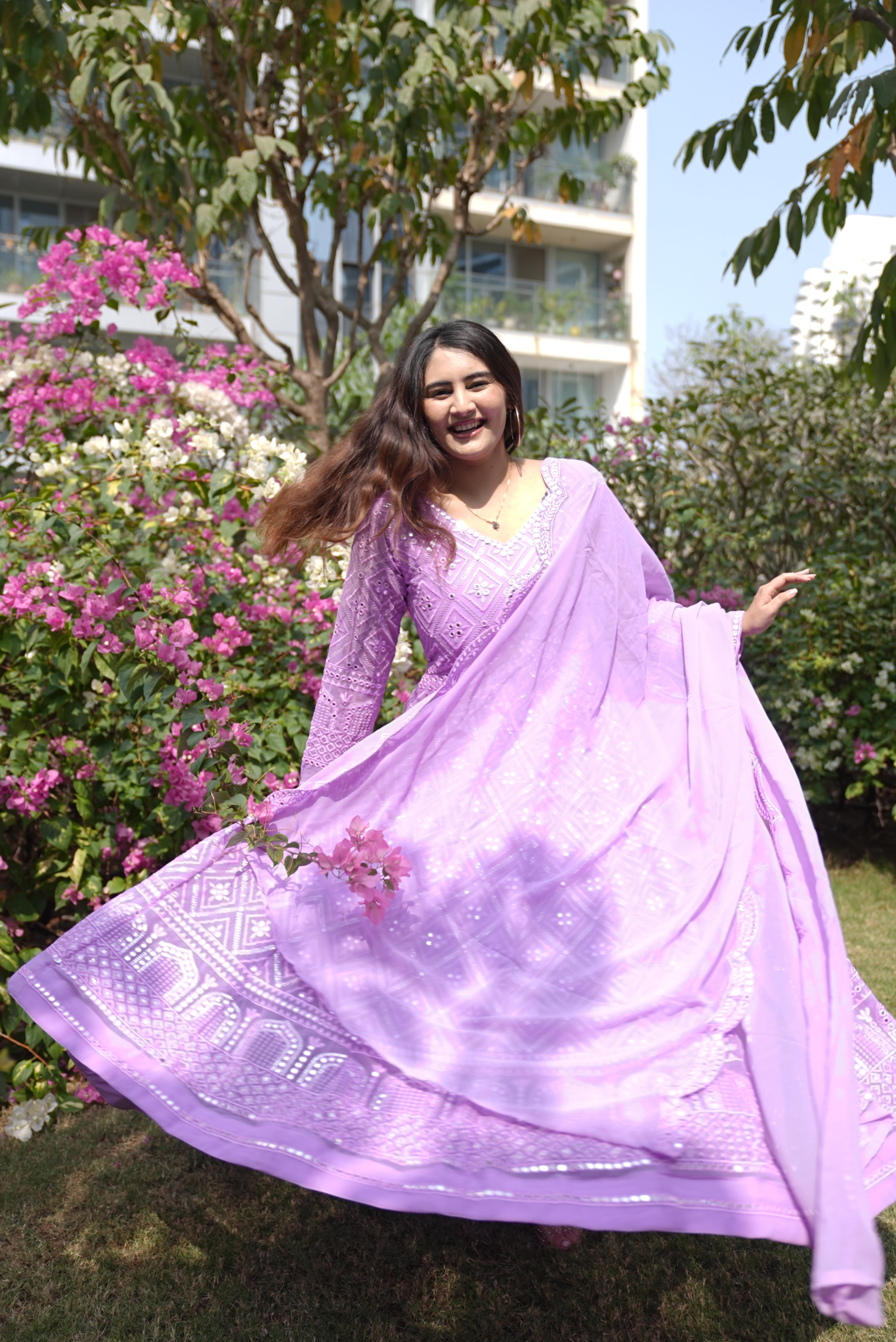 Eloriya Vedika's Purple Coloured Premium Quality Anarkali Suit Set - M [38] | Eloriya India