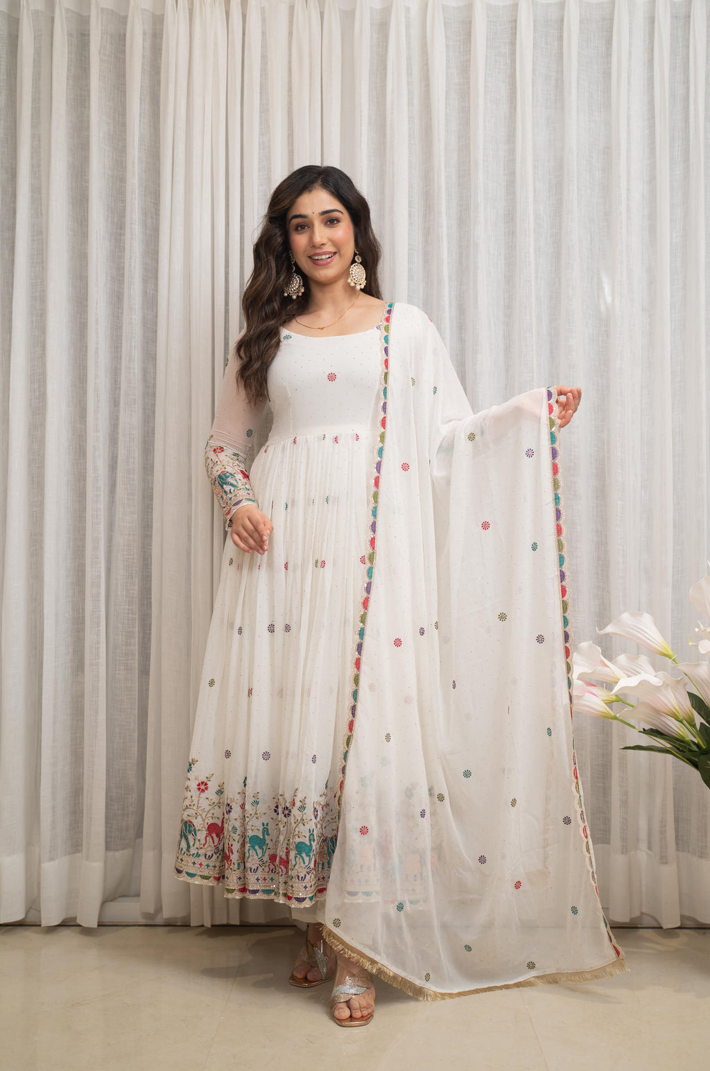 Eloriya Zesta Trendy White Anarkali Suit Set | Eloriya India