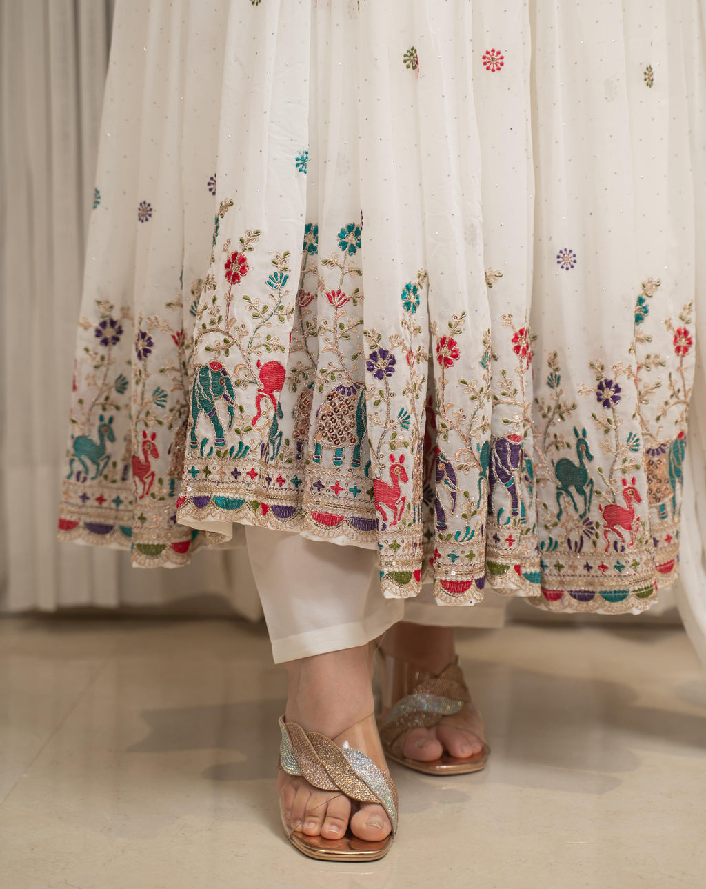 Eloriya Zesta Trendy White Anarkali Suit Set | Eloriya India
