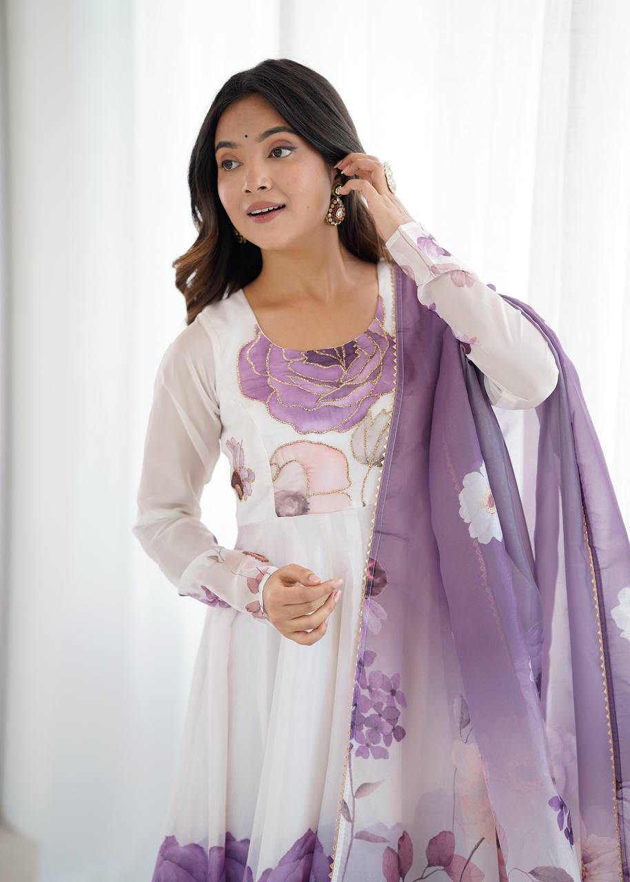 Eloriya Jiyara Violet Color Anarkali Suit Set | Eloriya India