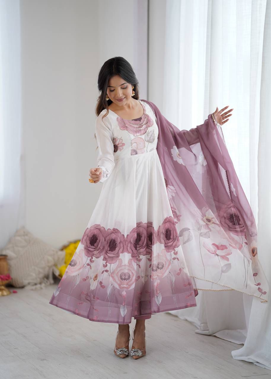 Eloriya Jiyara Onionpink Color Anarkali Suit Set - S [36] | Eloriya India