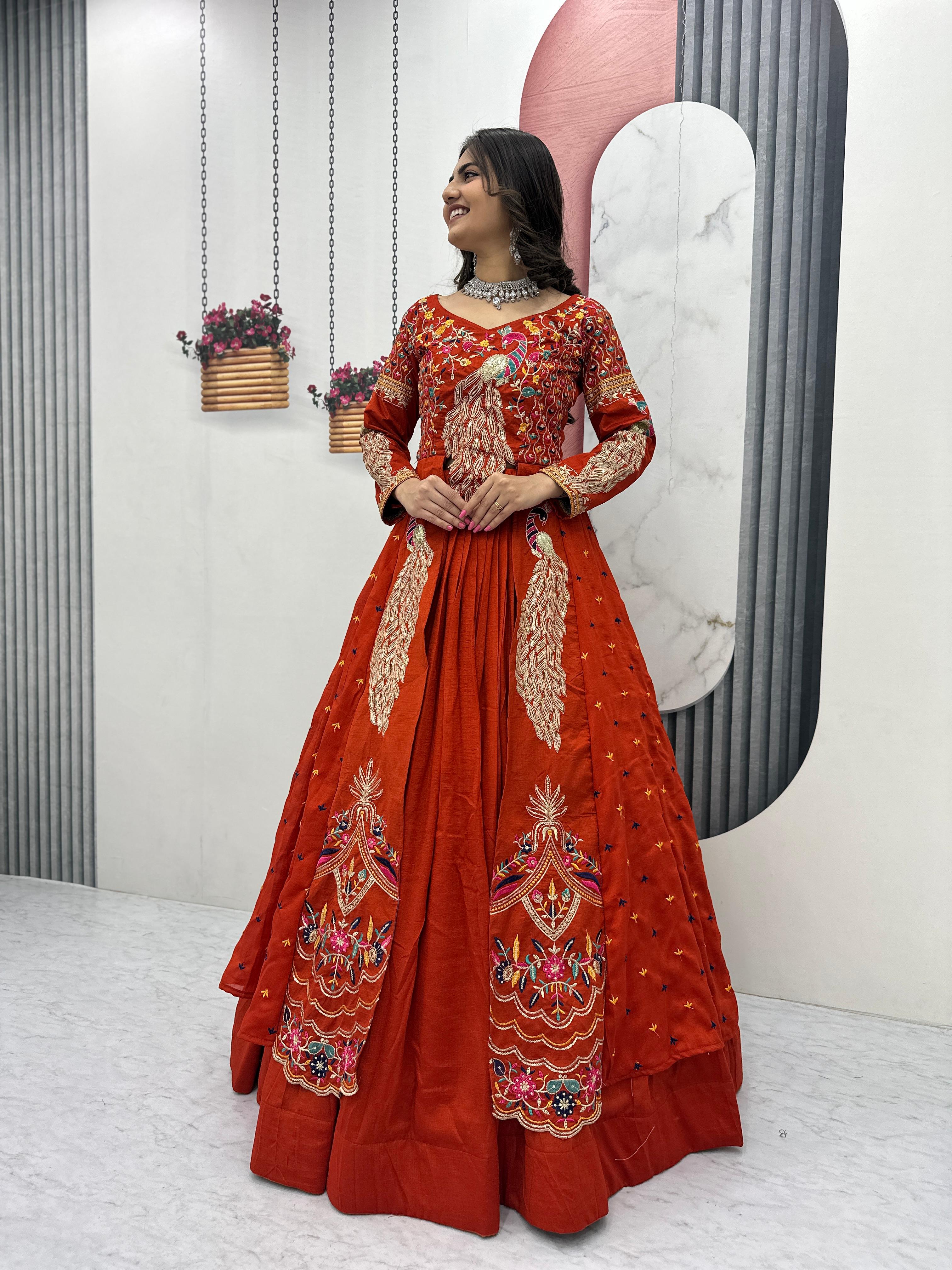 Eloriya Premium Quality Heavy Traditional Crop Top With Shrug With Color - MEHNDI GRREN | Eloriya India