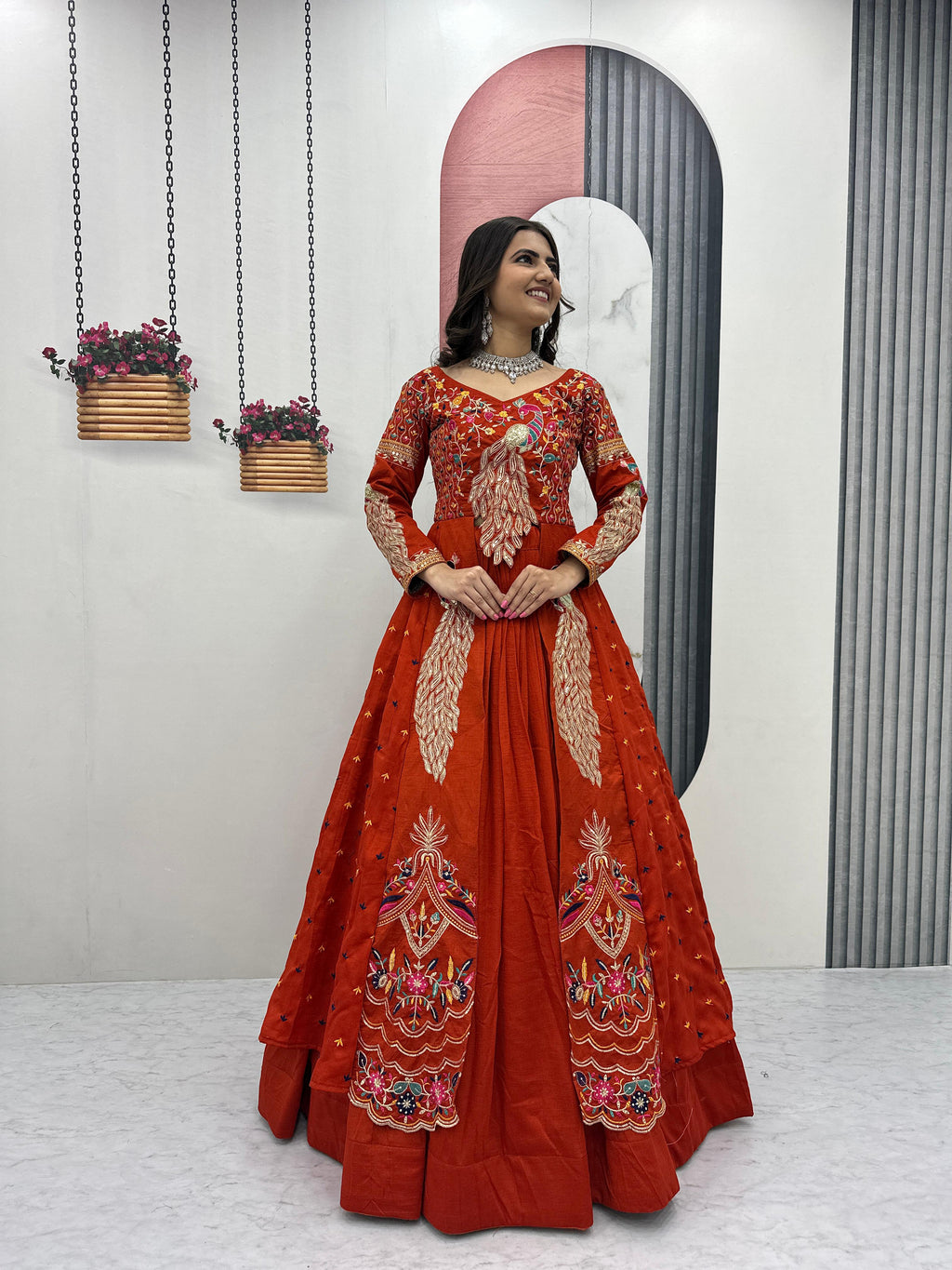 Eloriya Premium Quality Heavy Traditional Crop Top With Shrug - L [40] | Eloriya India