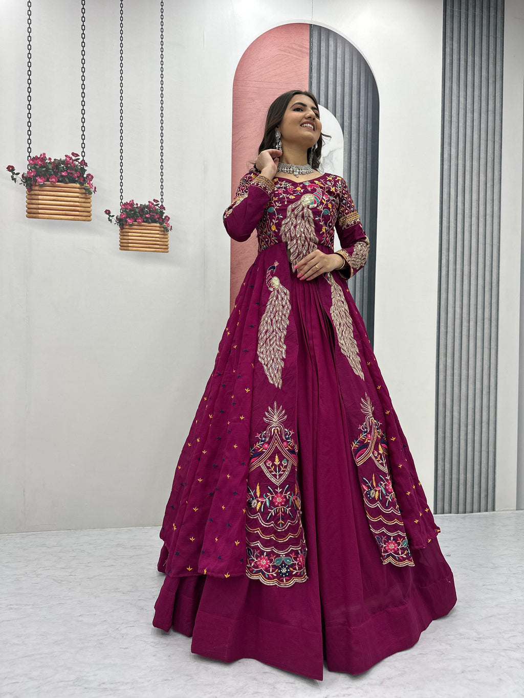 Eloriya Premium Quality Heavy Traditional Crop Top With Shrug With Color - Rama | Eloriya India