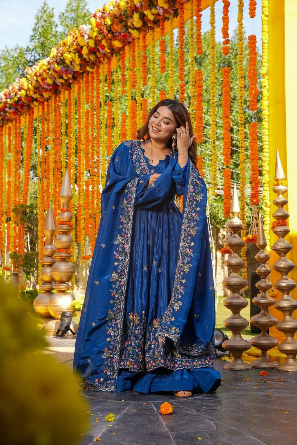 Eloriya Aamani Floral Anarkali Anarkali Suit Set - S [36] | Eloriya India