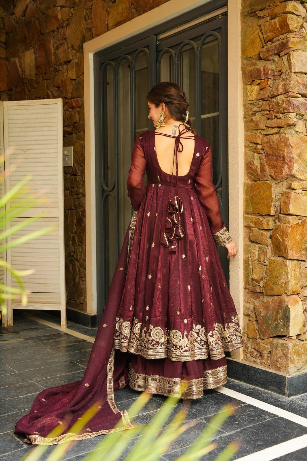 Eloriya Azira Maroon Color Premium Anarkali Suit Set - L [40] | Eloriya India