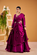 Eloriya 3 In 1 Traditional Stitched Lehenga Set With Color - Royal Purple | Eloriya India