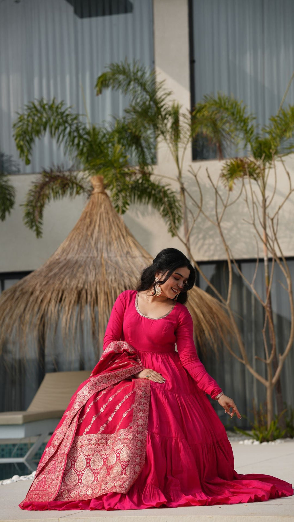 Eloriya Premium Quality Roman Silk Gown Anarkali Suit Set | Eloriya India