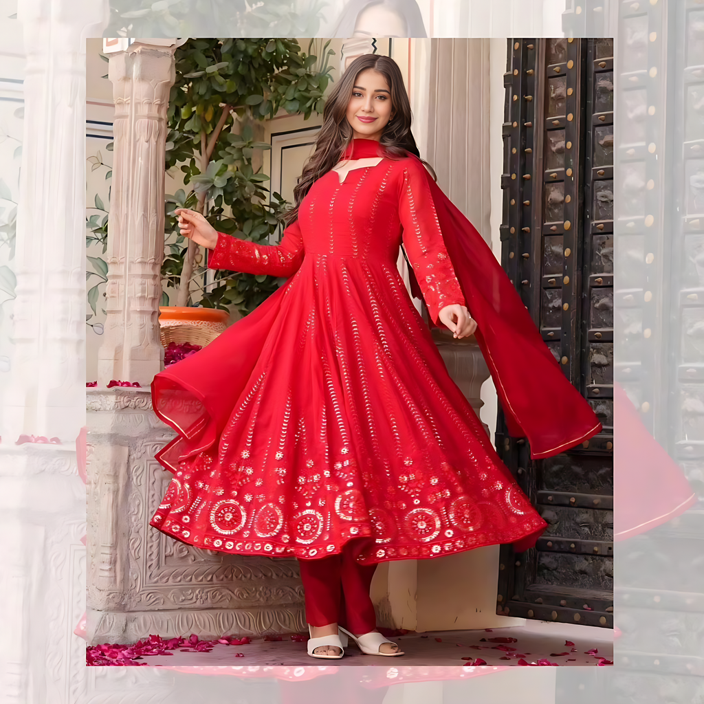 Eloriya Parvati Premium Quality Mehrooni Red Suit Set - XS [34] | Eloriya India