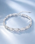 ELORIYA 925 Silver Bohemian Bracelet with Leaf Design & Adjustable Toggle Clasp