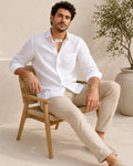 Eloriya Bright White Luxurious Linen Shirt