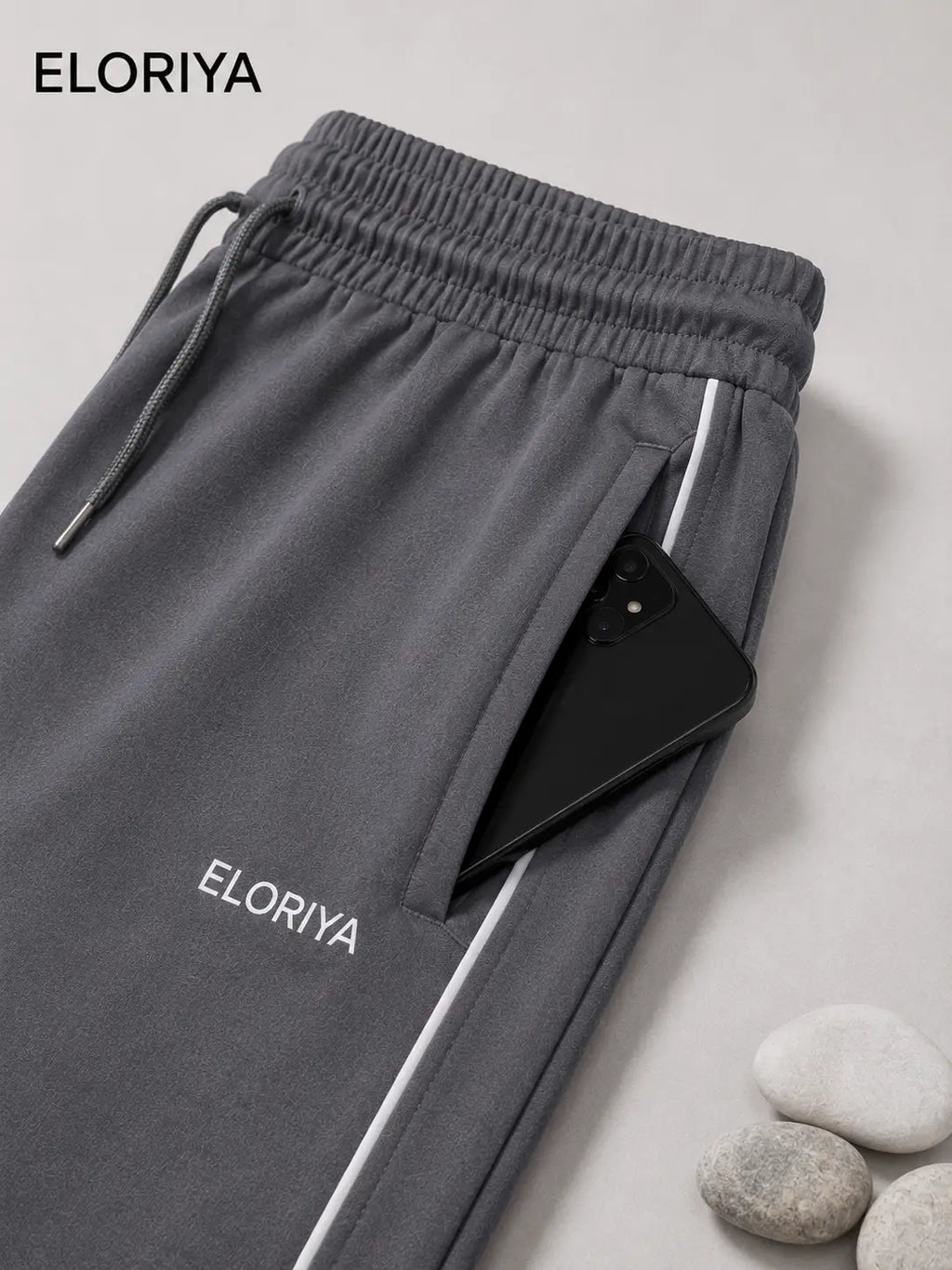 ELORIYA Men Pack of 2 Straight Track Pants with Insert Pockets – Grey & Black