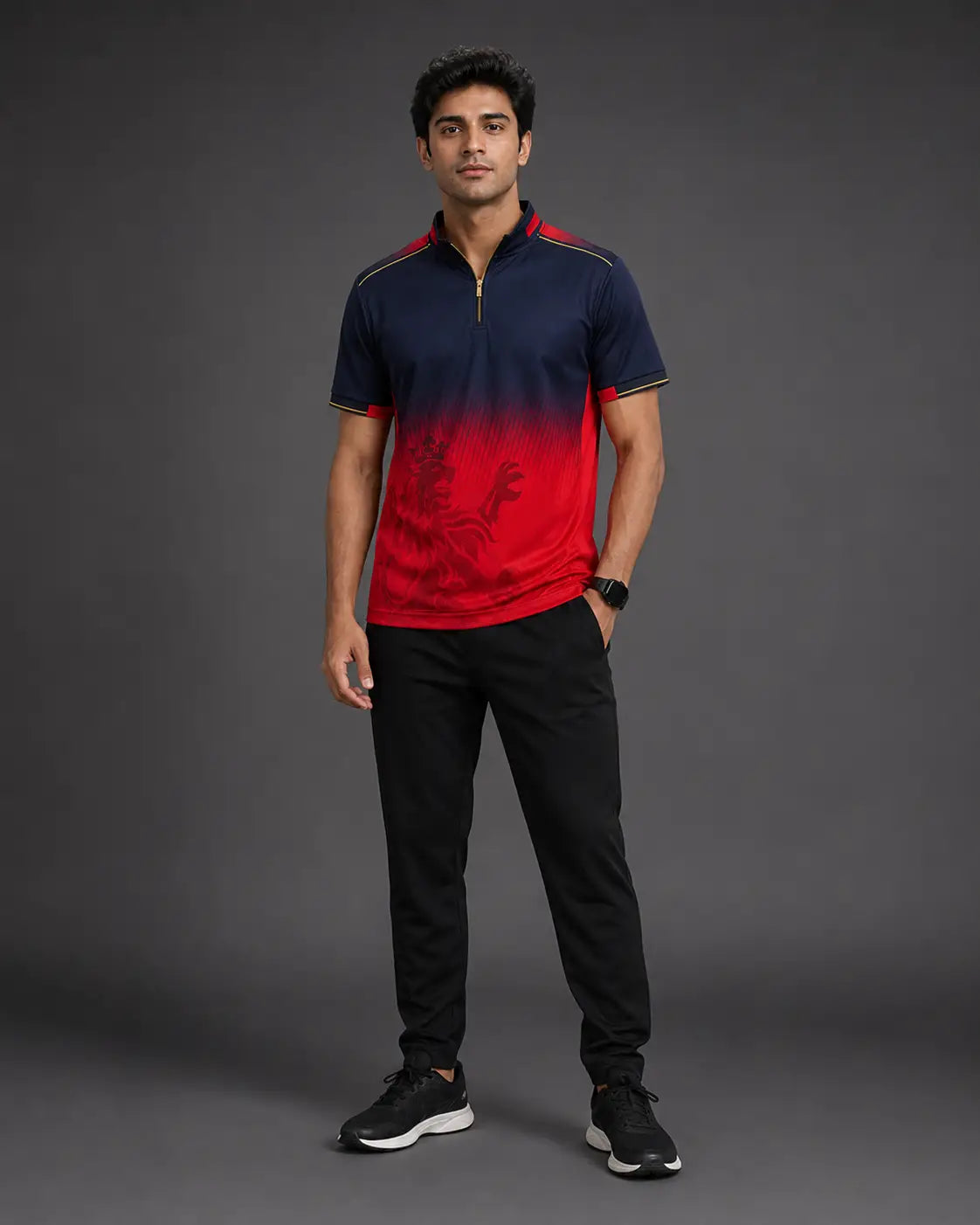 Eloriya Navy & Flame Scarlet Official Cricket Match Jersey