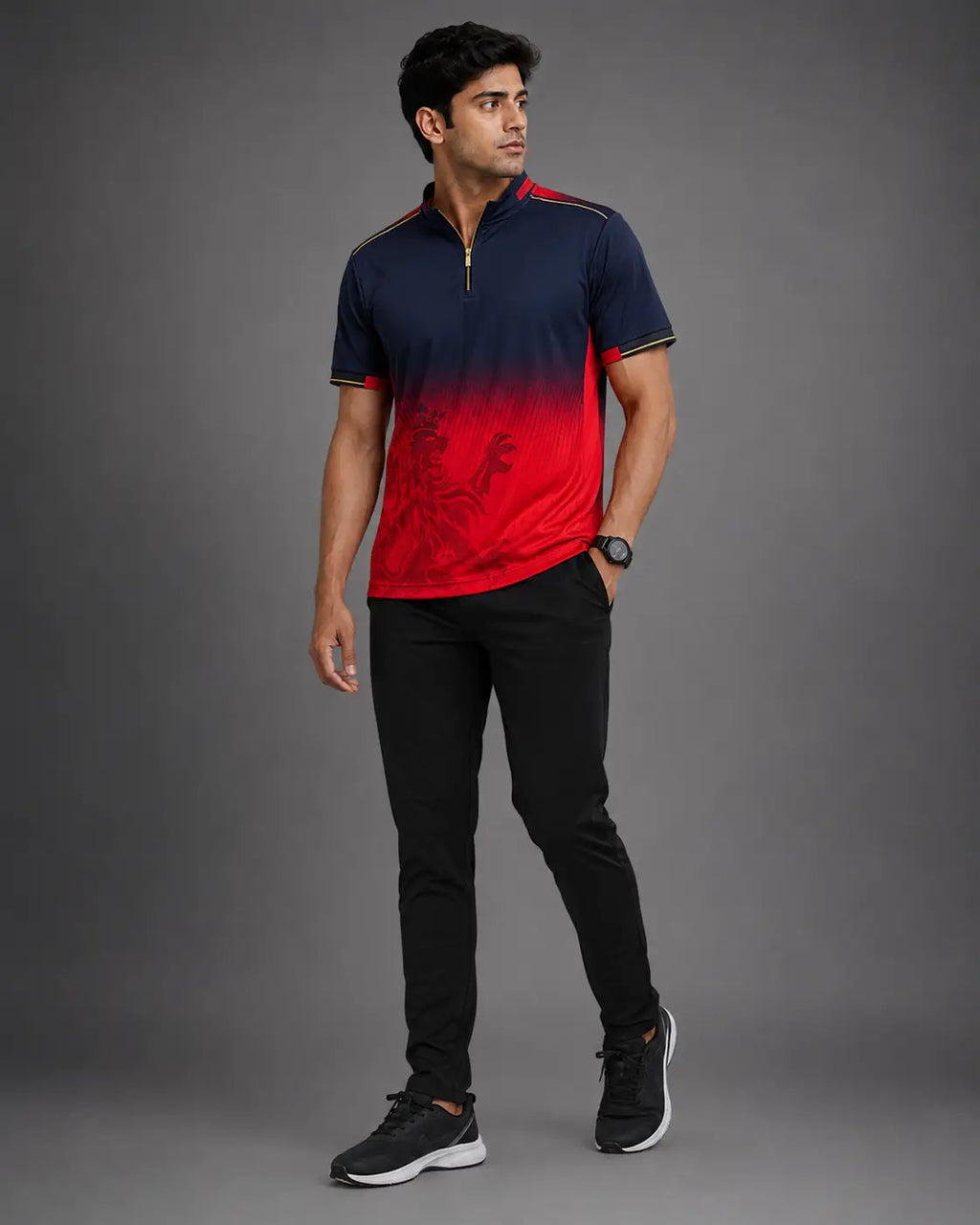 Eloriya Navy & Flame Scarlet Official Cricket Match Jersey