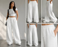 Eloriya White Wide-Leg Sweatpants