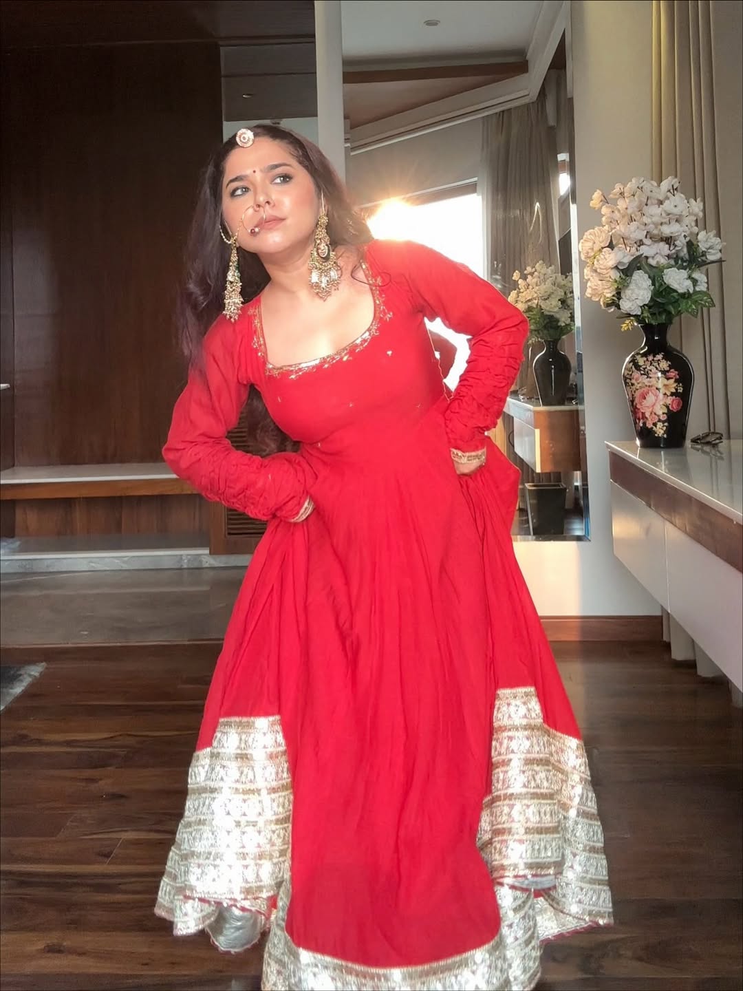 Eloriya Maharani Red Karva Chauth Special Anarkali Suit Set | Eloriya India
