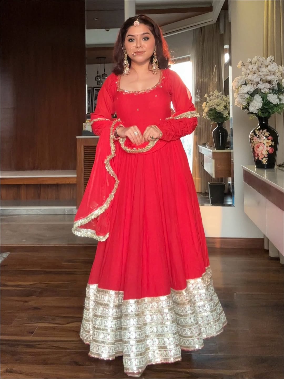 Eloriya Maharani Red Karva Chauth Special Anarkali Suit Set | Eloriya India