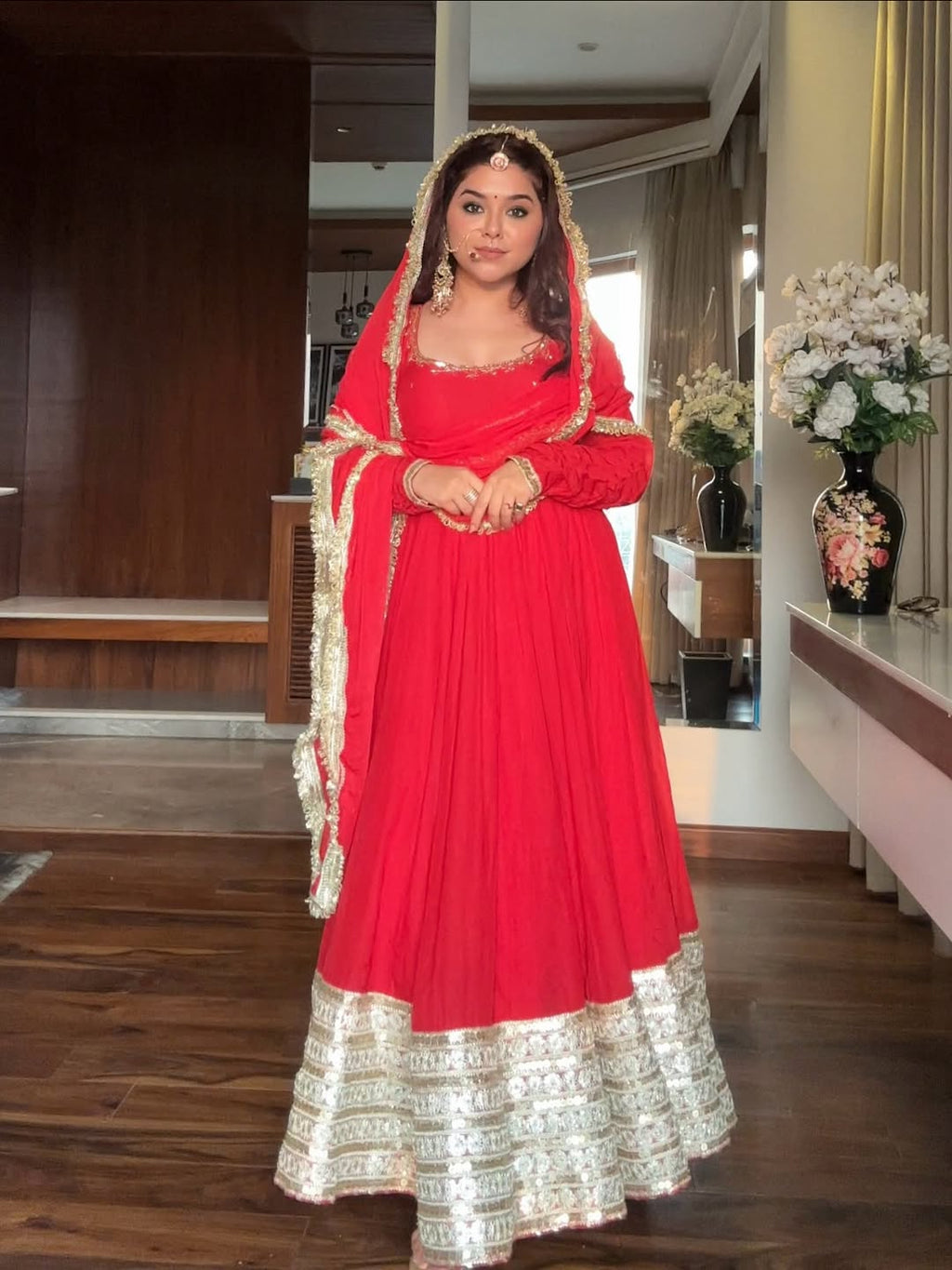 Eloriya Maharani Red Karva Chauth Special Anarkali Suit Set | Eloriya India
