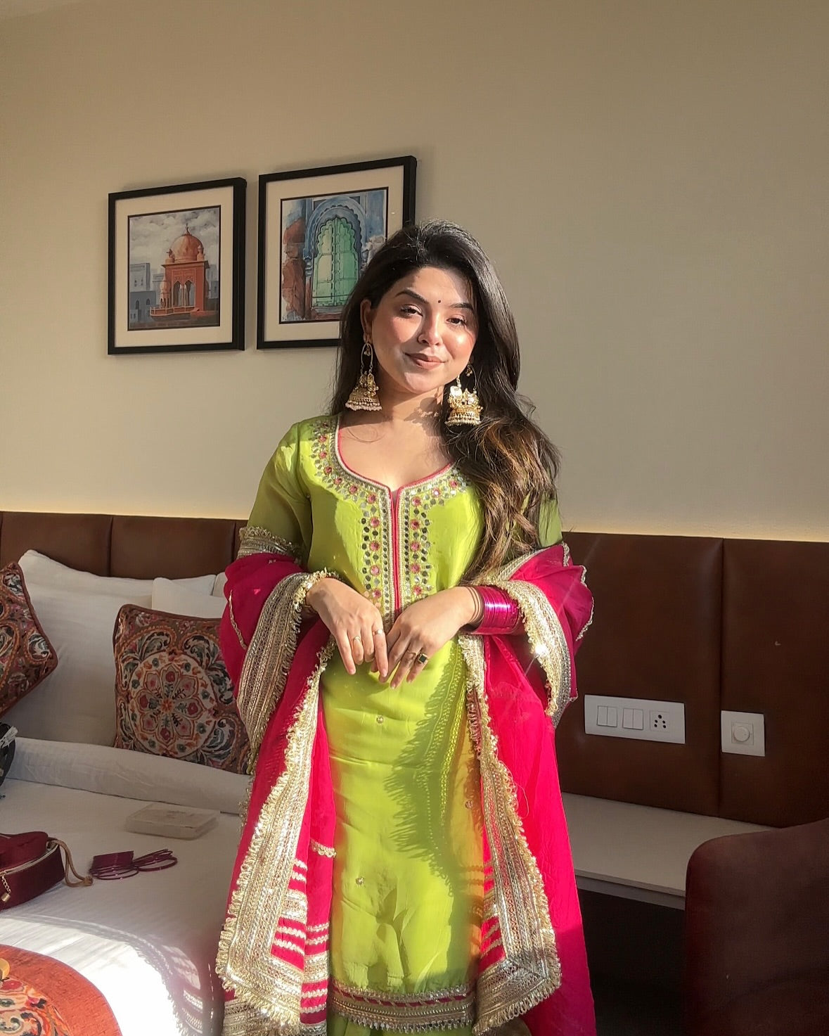 Eloriya Saumya Neon Sharara Suit Set - XL [42] | Eloriya India