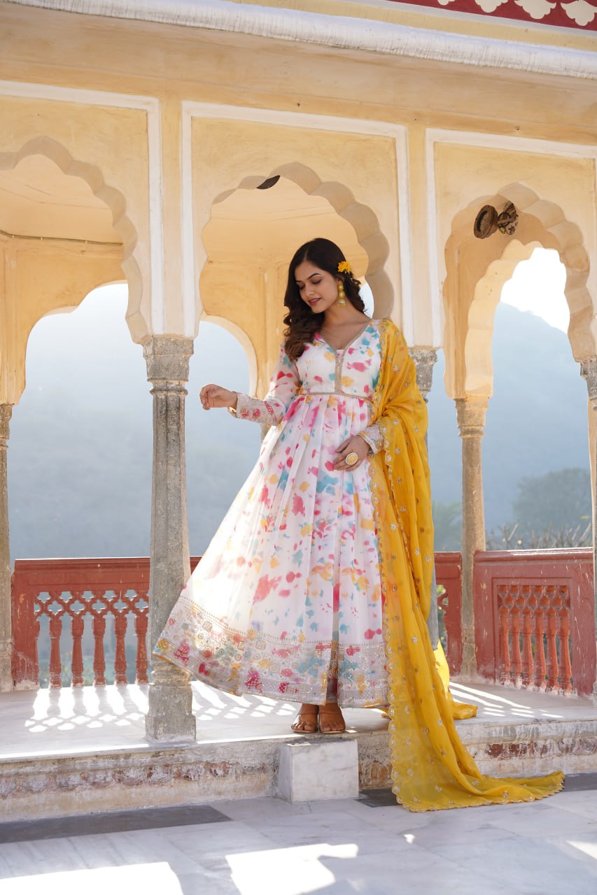 Eloriya Premium Quality Malti Anarkali Suit Set - 3XL [46] | Eloriya India