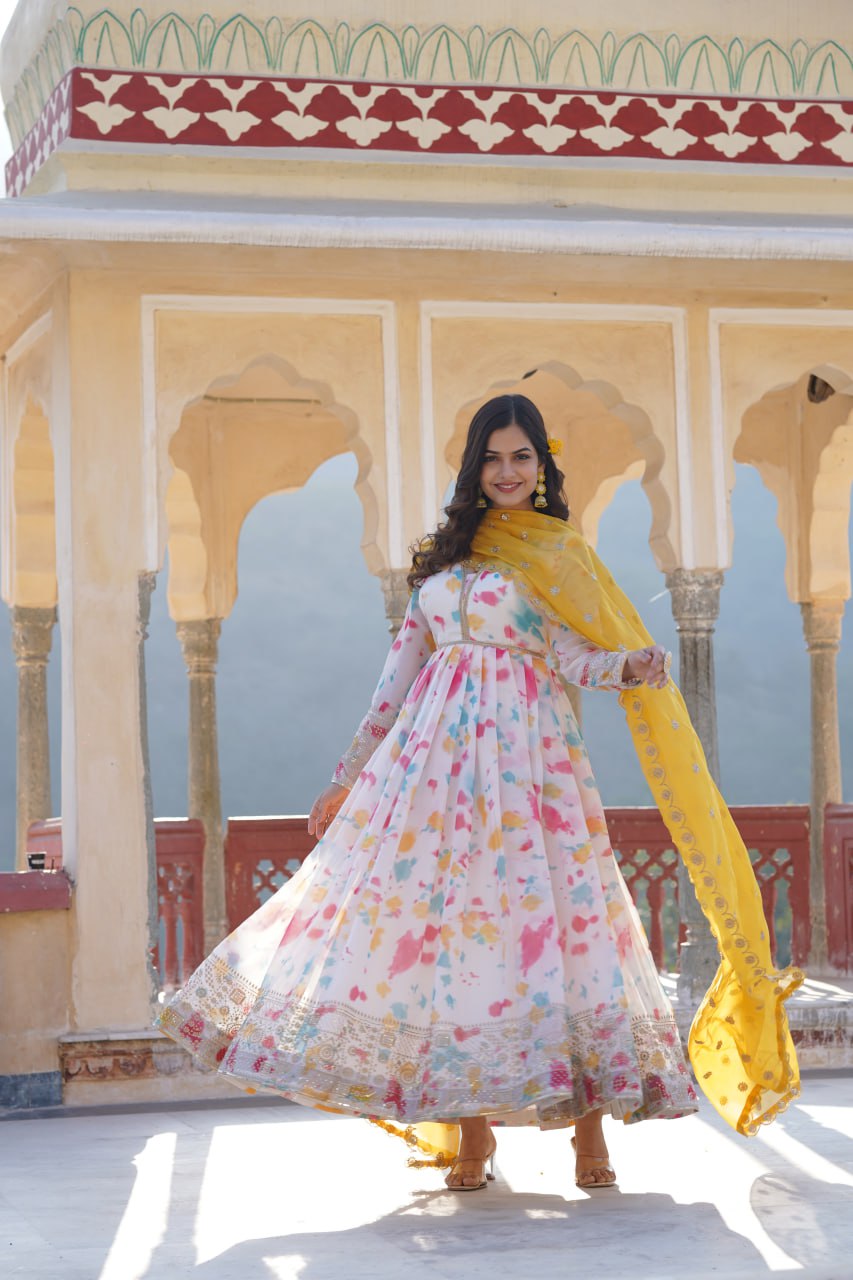 Eloriya Premium Quality Malti Anarkali Suit Set - M(38'') | Eloriya India