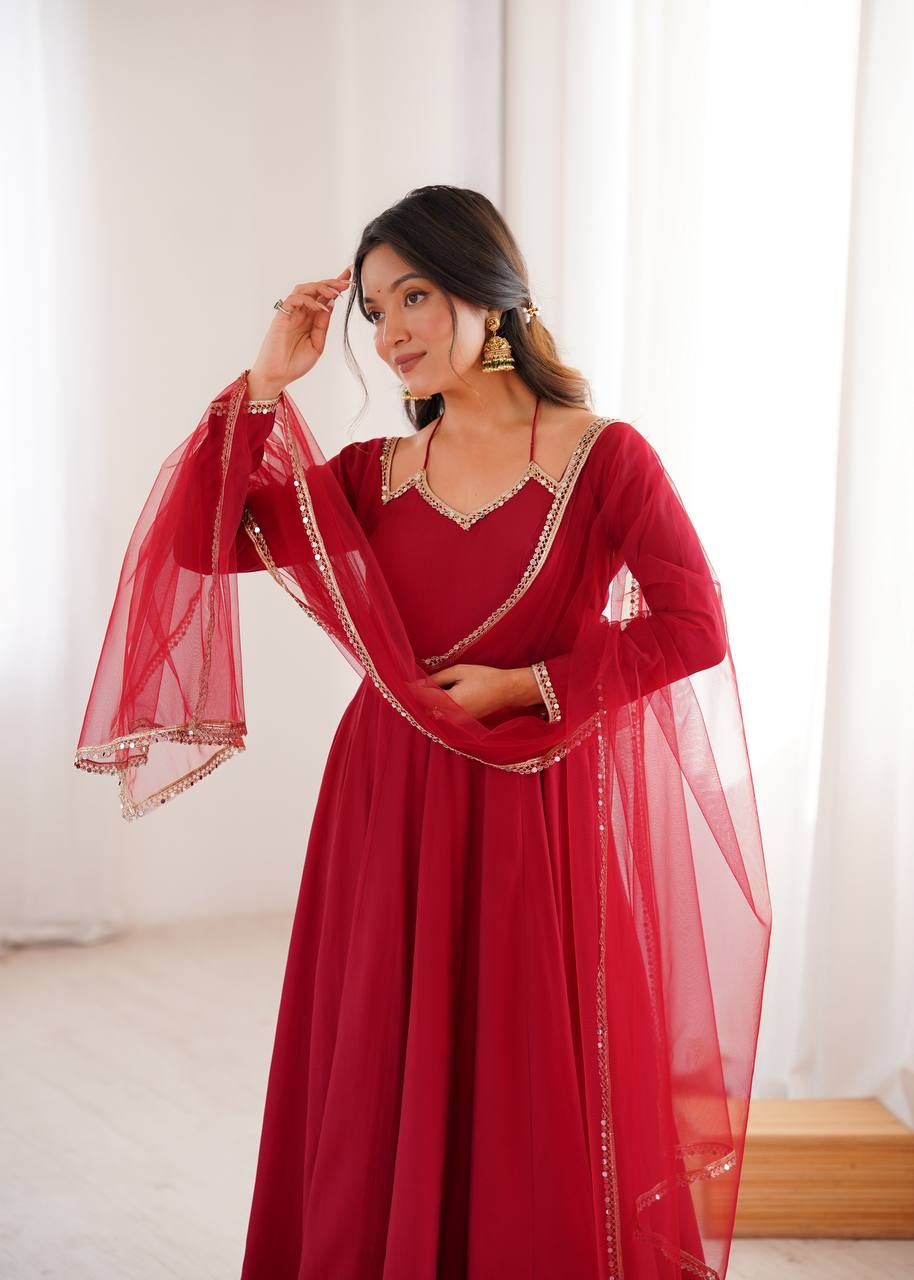Eloriya Premium Maroon Anarkali Suit Set - 2XL [44] | Eloriya India
