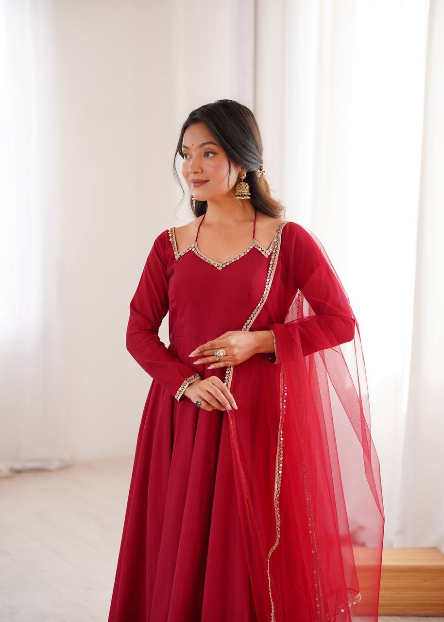 Eloriya Premium Maroon Anarkali Suit Set - XL [42] | Eloriya India