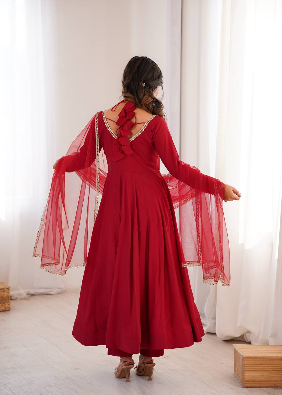Eloriya Premium Maroon Anarkali Suit Set - L [40] | Eloriya India