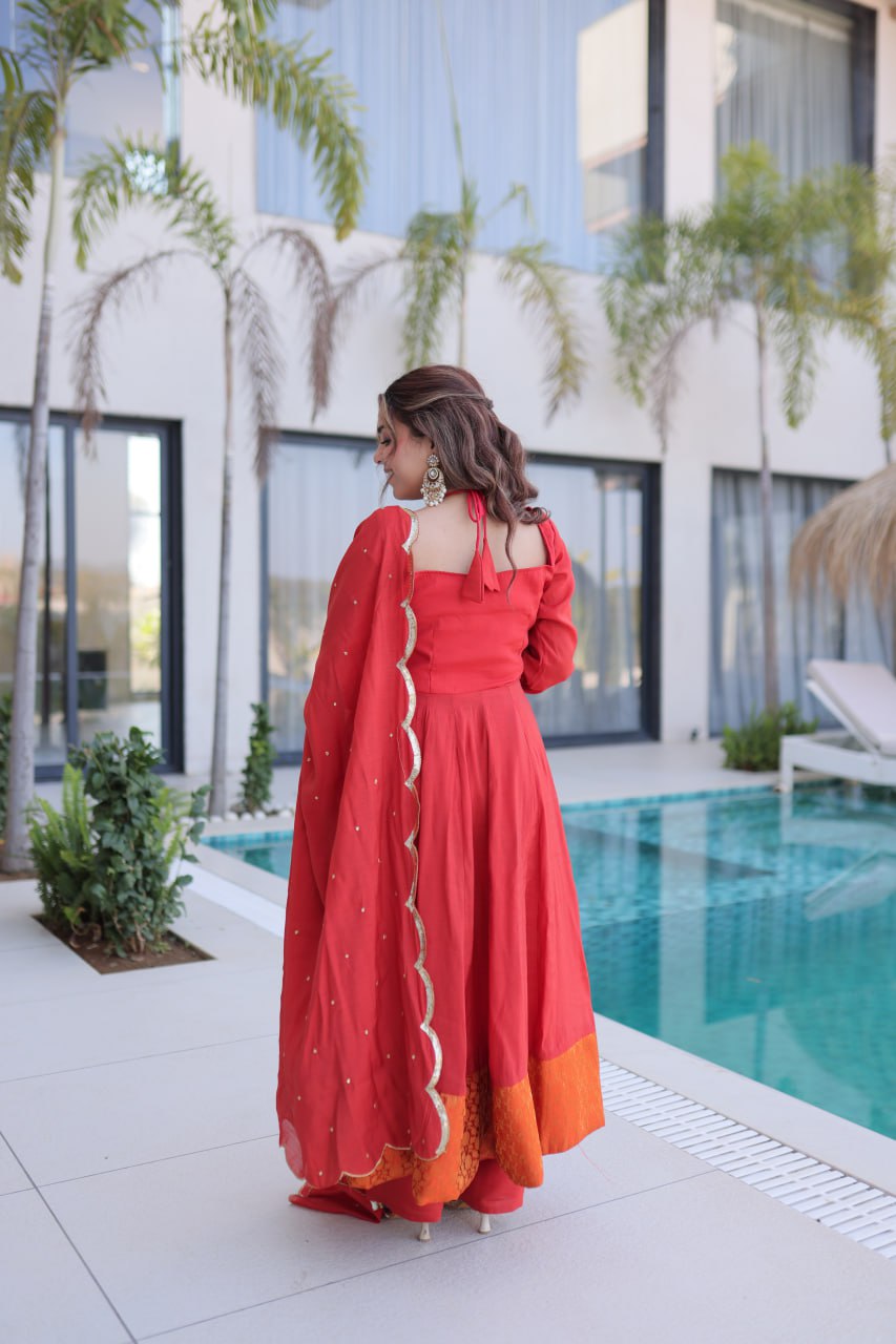 Eloriya Queen Look – Premium Red Anarkali Suit Set | Eloriya India