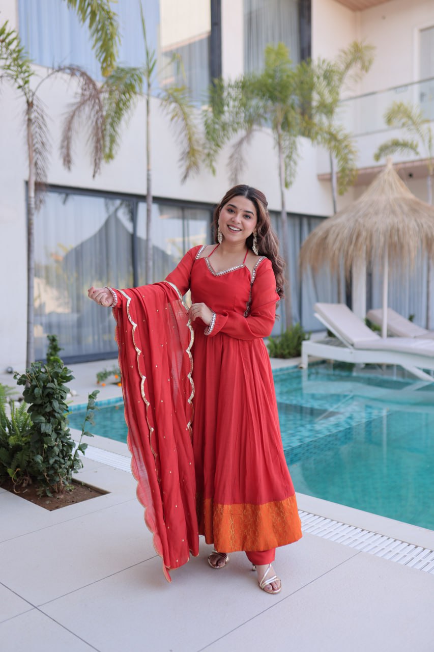 Eloriya Queen Look – Premium Red Anarkali Suit Set | Eloriya India