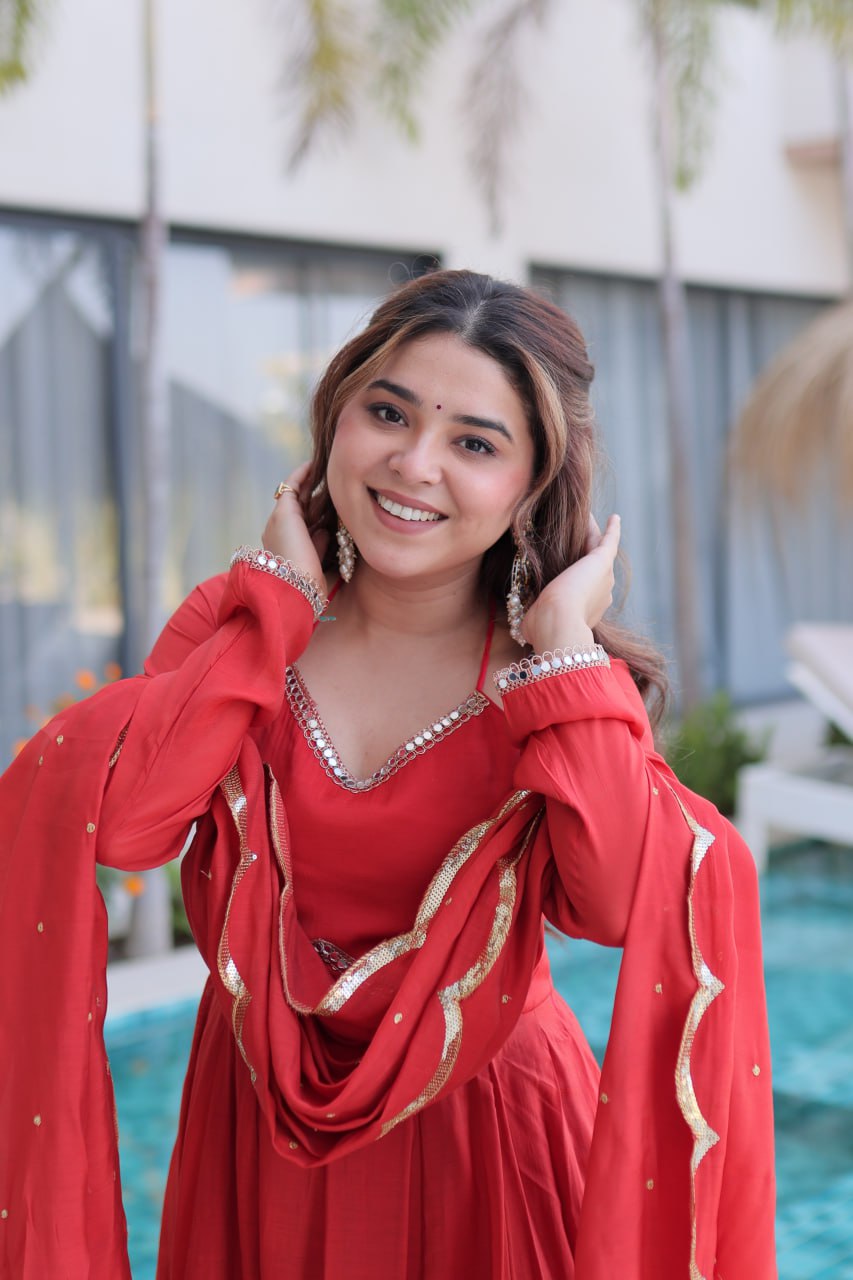 Eloriya Queen Look – Premium Red Anarkali Suit Set | Eloriya India