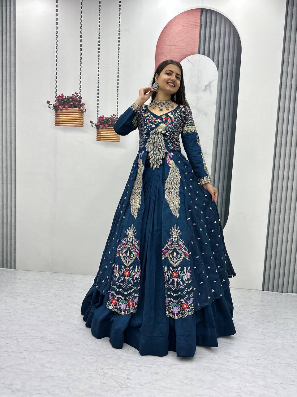Eloriya Premium Quality Heavy Traditional Crop Top With Shrug - XS [34] | Eloriya India
