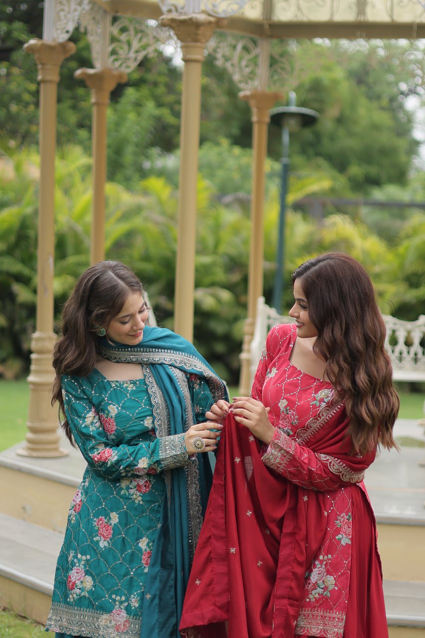 Eloriya Siya's Premium Designer Readymade Kurti-Plazoo-Dupatta Ka-1125 - M [38] | Eloriya India