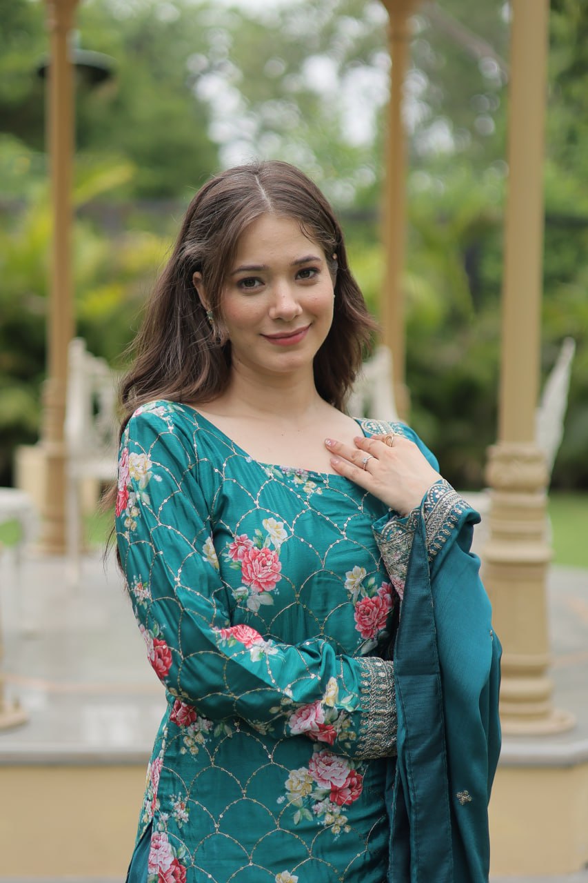 Eloriya Siya's Premium Designer Readymade Kurti-Plazoo-Dupatta Ka-1125 | Eloriya India