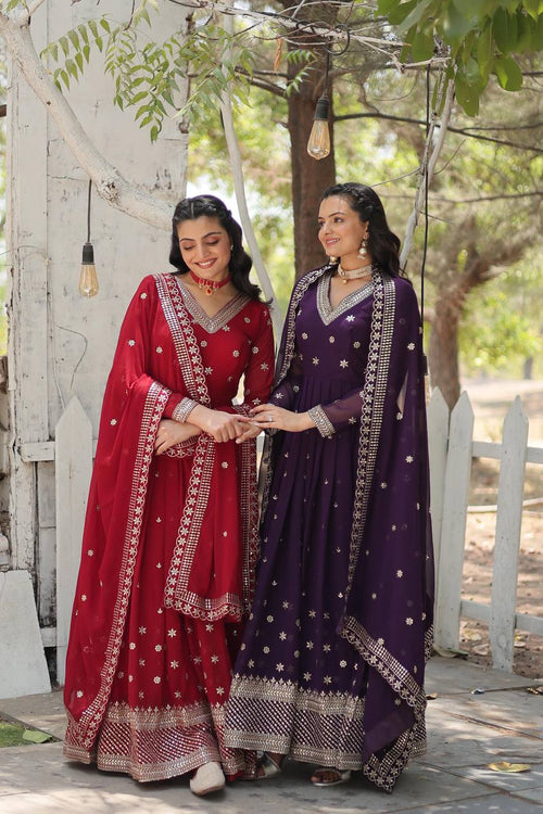 Eloriya Amee's Faux Blooming Gown - MEHROON | Eloriya India