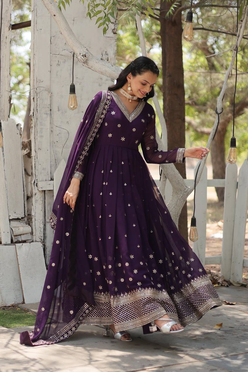 Eloriya Amee's Faux Blooming Gown - Royal Purple | Eloriya India