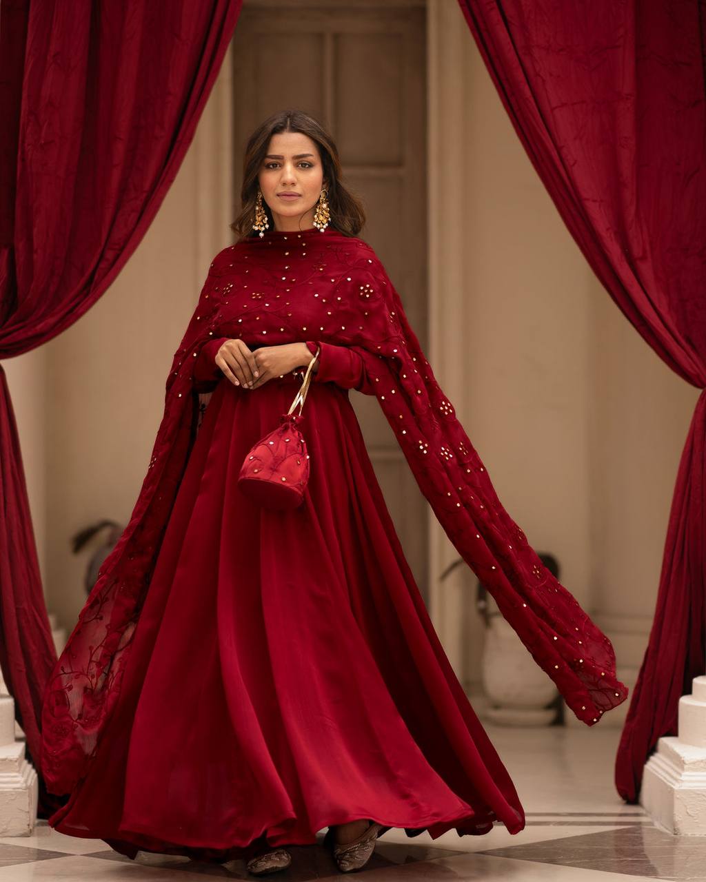 Eloriya Premium Readymade Black & Red Suit Set Td-6008 | Eloriya India