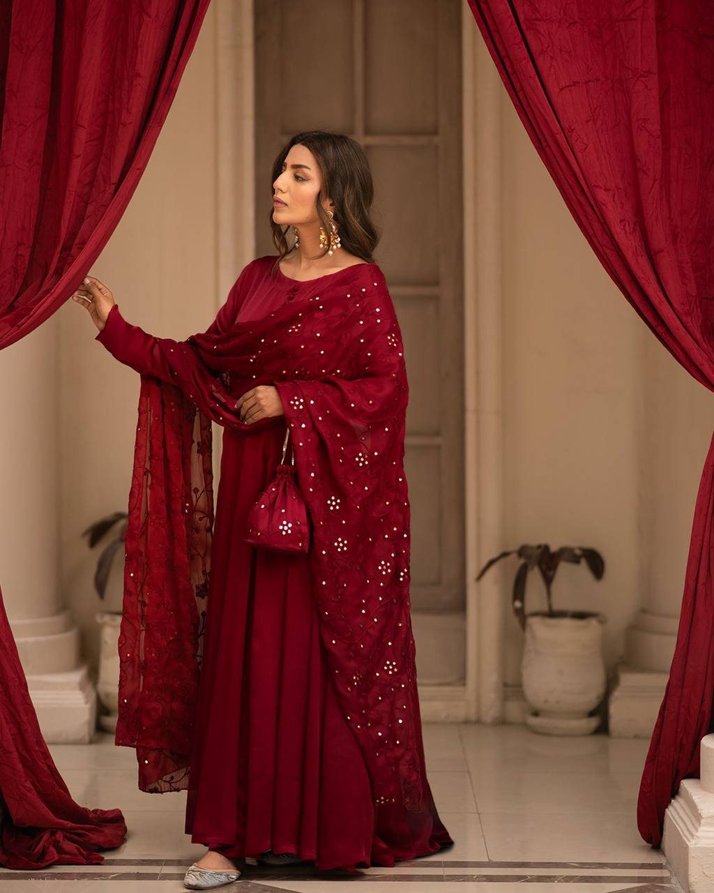 Eloriya Premium Readymade Black & Red Suit Set Td-6008 | Eloriya India