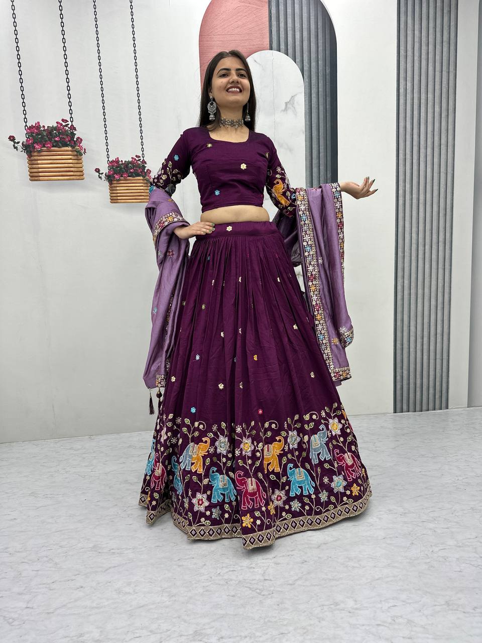 Eloriya Premium Quality Heavy Traditional Lehenga Choli - L | Eloriya India