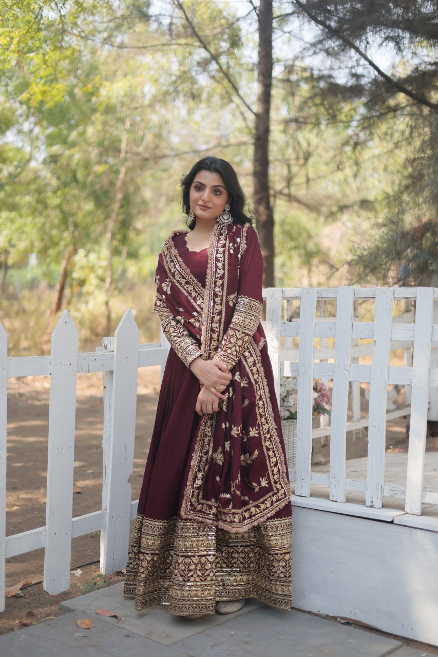 Eloriya Radiant Dark Maroon Suit Set 142 - XS [34] | Eloriya India
