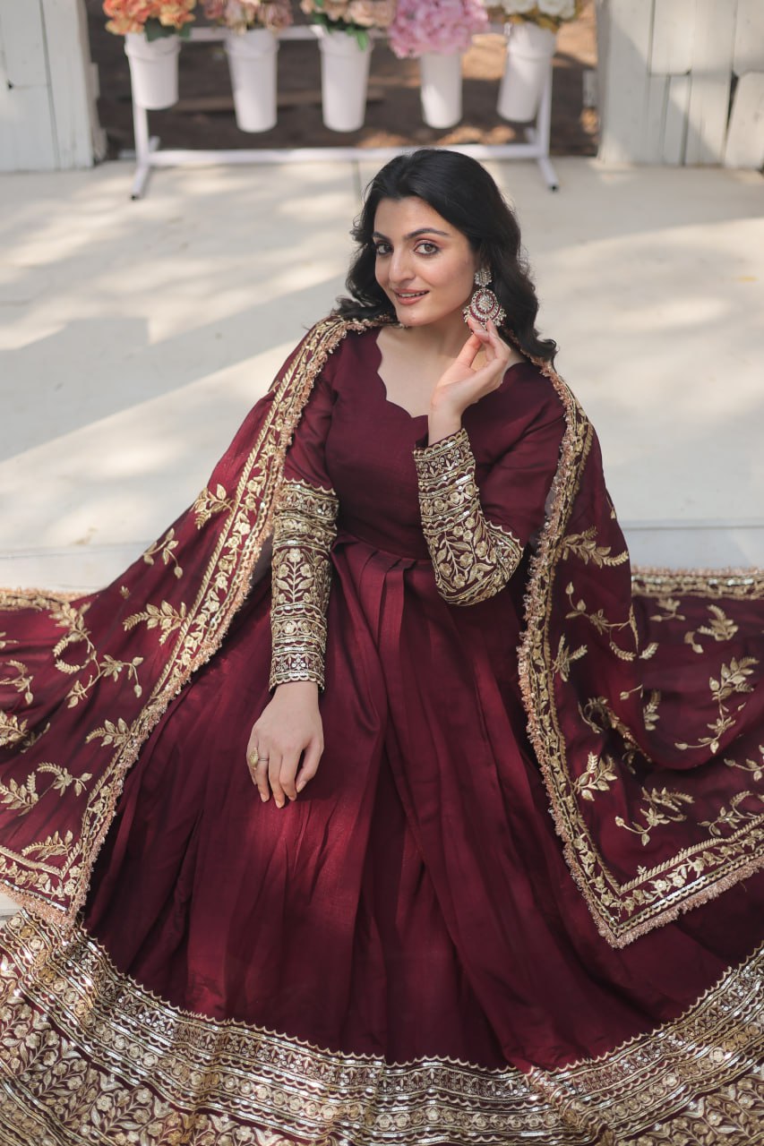 Eloriya Radiant Dark Maroon Suit Set 142 | Eloriya India