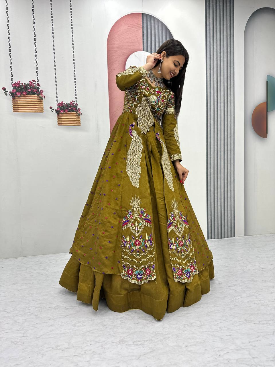 Eloriya Premium Quality Heavy Traditional Crop Top With Shrug With Color - Dusty Purple | Eloriya India